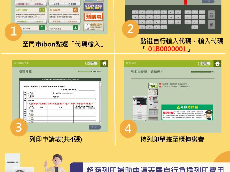 7-11(ibon)列印補助申請表操作說明(方法一：點選「代碼輸入」)